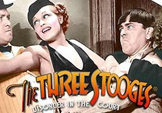 The Three Stooges Disorder In The Court Pokie Logo
