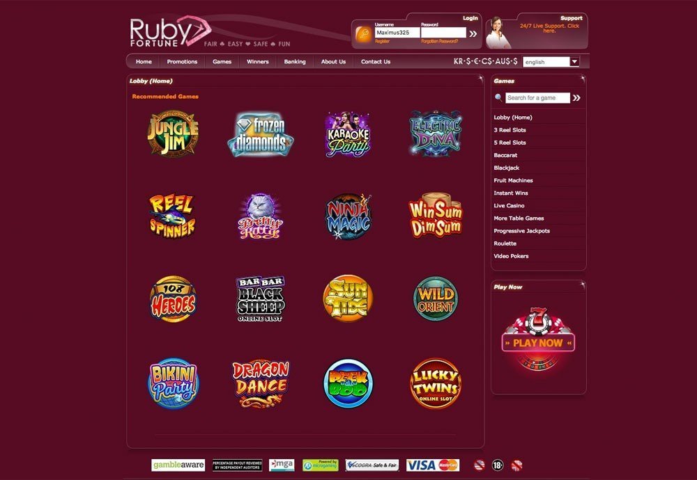 Revisão do Casino Ruby Fortune 2