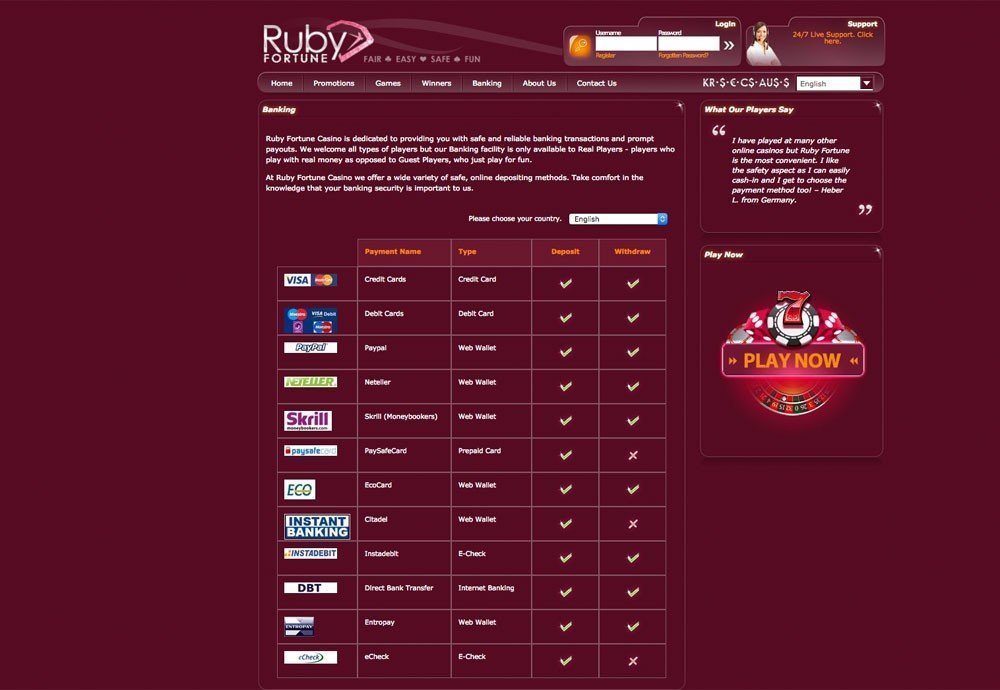 Обзор казино Ruby Fortune 4