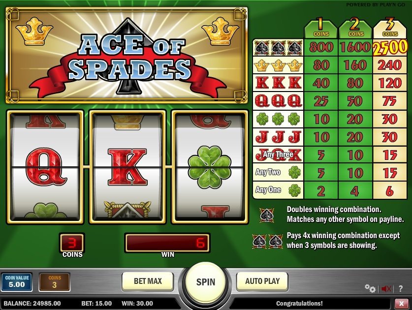 Ace Of Spades Pokie