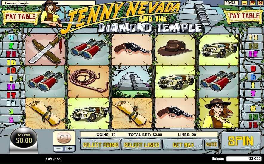 Jenny Nevada And The Diamond Temple Pokie